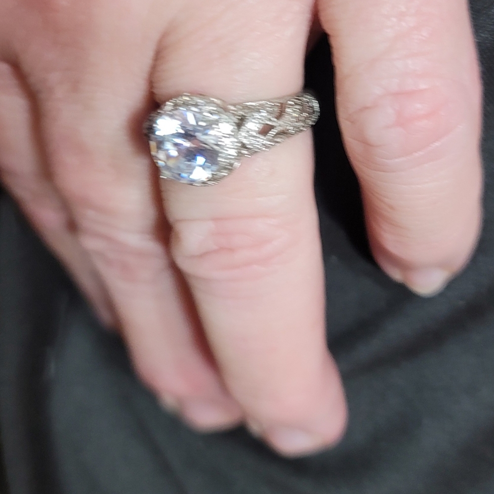 GORGEOUS SILVER FILIGREE ROUND RING- SIZE 10 - Picture 4 of 5